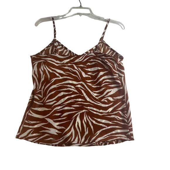 Time And Tru Womens Zebra Print Woven Cami Brown Size Small (4-6) New - Picture 2 of 10
